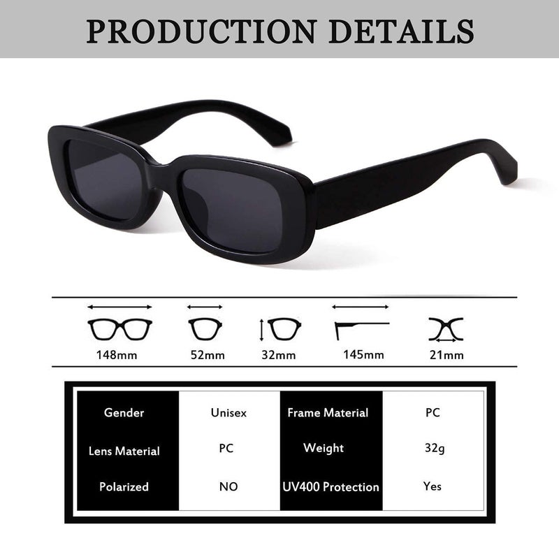 JUDOO Rectangle Sunglasses for Women Vintage Fashion Narrow Square Frame with UV400 Protection ((2 pack) Black+Tortoise Frame Brown Lens) - Image 5